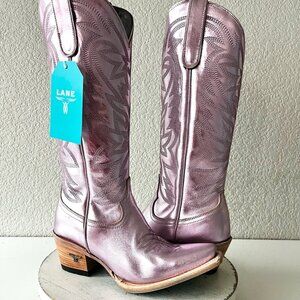 Lane SMOKESHOW Cowboy Boots Purple Metallic Western Cowgirl Mid Calf Tall 7.5